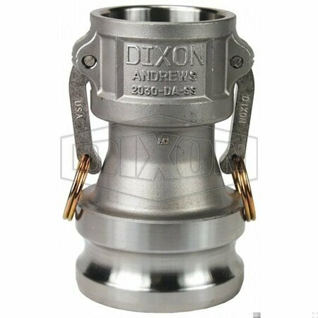 DIXON Type DA Cam and Groove Reducing Coupler, 2 x 3 in Nominal, Coupler x Adapter End Style, 316 SSs 2030-DA-SS